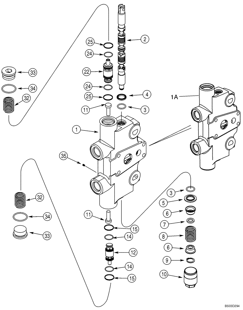 Схема запчастей Case 580SM - (08-44) - VALVE SECTION - BACKHOE BOOM (08) - HYDRAULICS