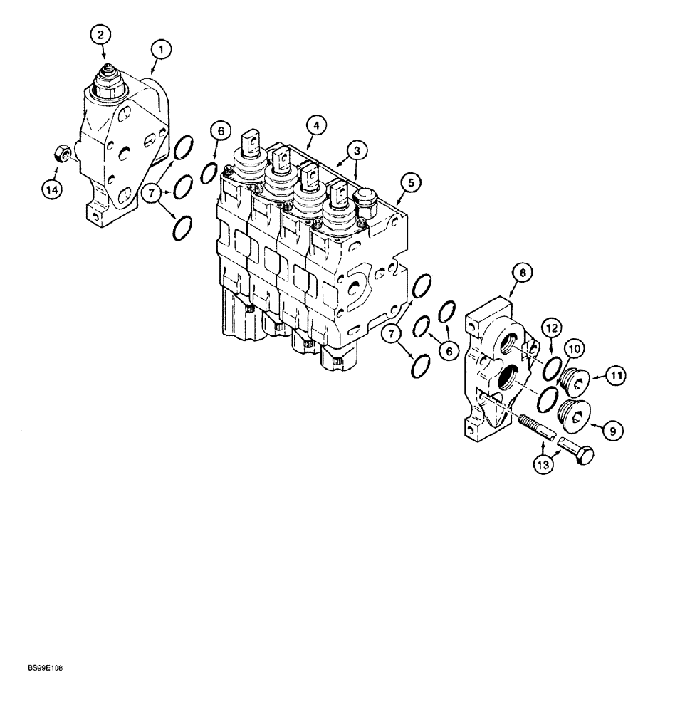 Схема запчастей Case 650G - (8-41A) - FOUR SPOOL CONTROL VALVE (08) - HYDRAULICS