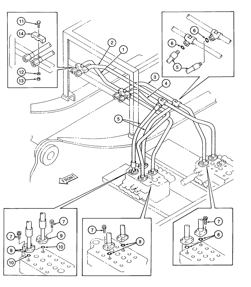 Схема запчастей Case 9040 - (8-86) - ARM AND BUCKET HYDRAULIC CIRCUITS, CONTROL VALVES TO BASE OF BOOM (08) - HYDRAULICS