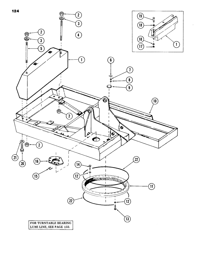 Схема запчастей Case 980B - (124) - TURNTABLE, COUNTERWEIGHT, BEARING AND RELATED PARTS (05) - UPPERSTRUCTURE CHASSIS