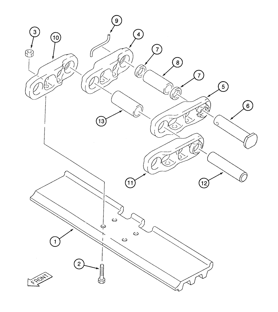 Схема запчастей Case 9050 - (5-04) - TRACK CHAIN AND SHOES (11) - TRACKS/STEERING