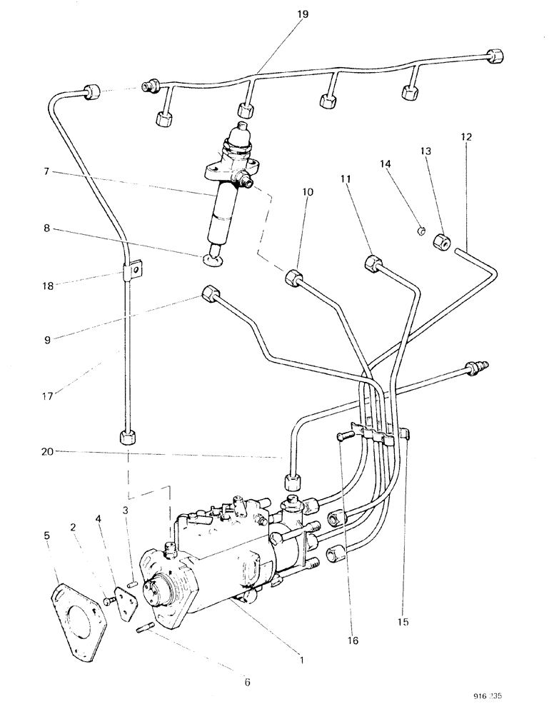 Схема запчастей Case 580F - (030) - ENGINE, INJECTION PUMP, INJECTORS AND PIPES (10) - ENGINE