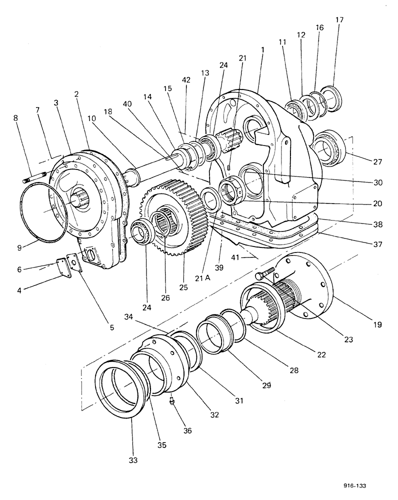 Схема запчастей Case 580F - (084) - FINAL DRIVE AND REDUCTION GEARS (27) - REAR AXLE SYSTEM