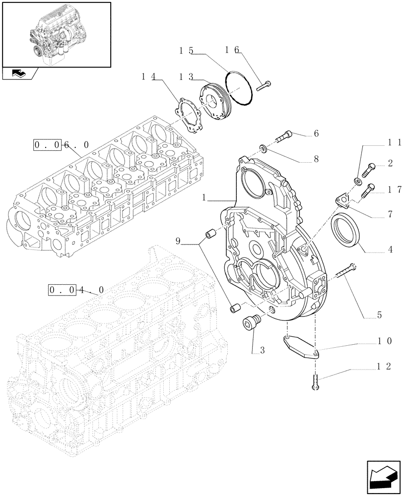 Схема запчастей Case F3AE0684P E909 - (0.04.3[01]) - FLYWHEEL CASE (504170226-504045977) 