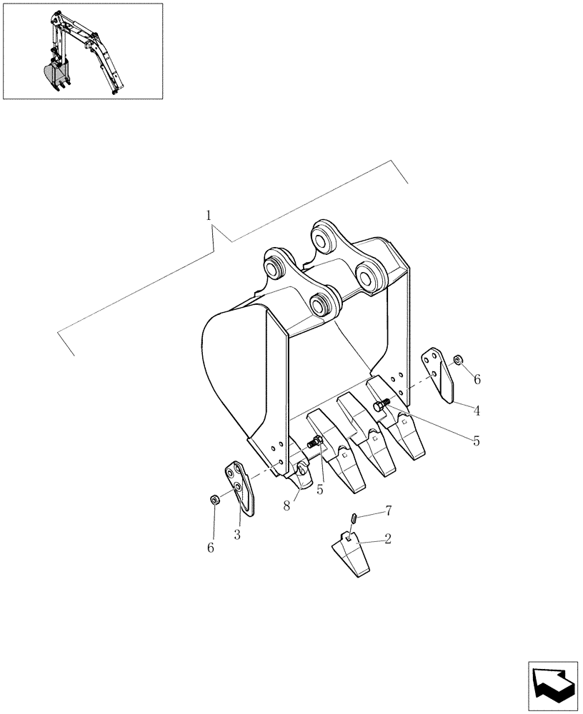 Схема запчастей Case CX31B - (5.0105[01]) - BUCKET (L=500MM) - 747640010 (84) - BOOMS, DIPPERS & BUCKETS