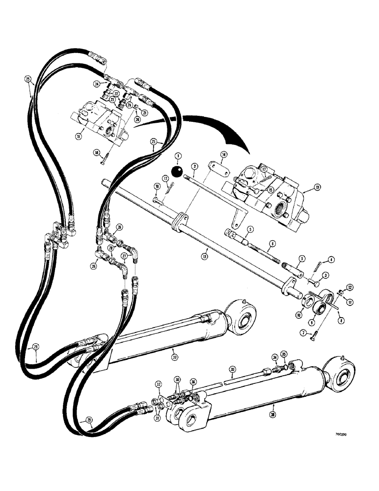 Схема запчастей Case 300C - (240) - CONTROL LEVER AND LIFT HYDRAULICS (08) - HYDRAULICS