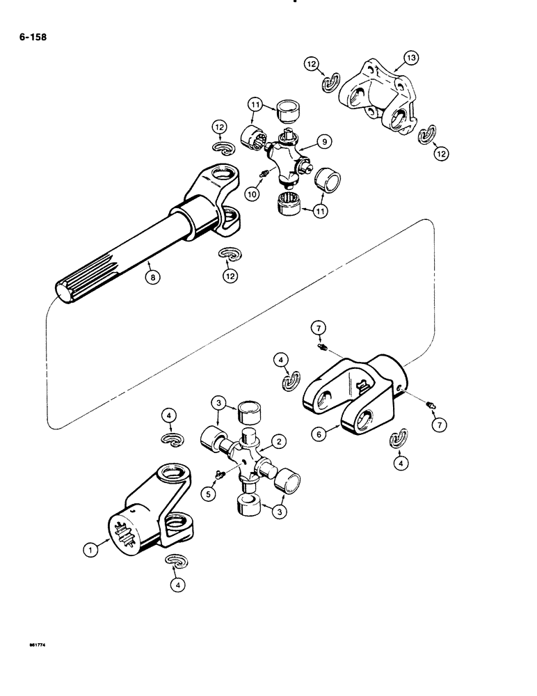 Схема запчастей Case DH4B - (6-158) - DRIVE SHAFT (06) - POWER TRAIN