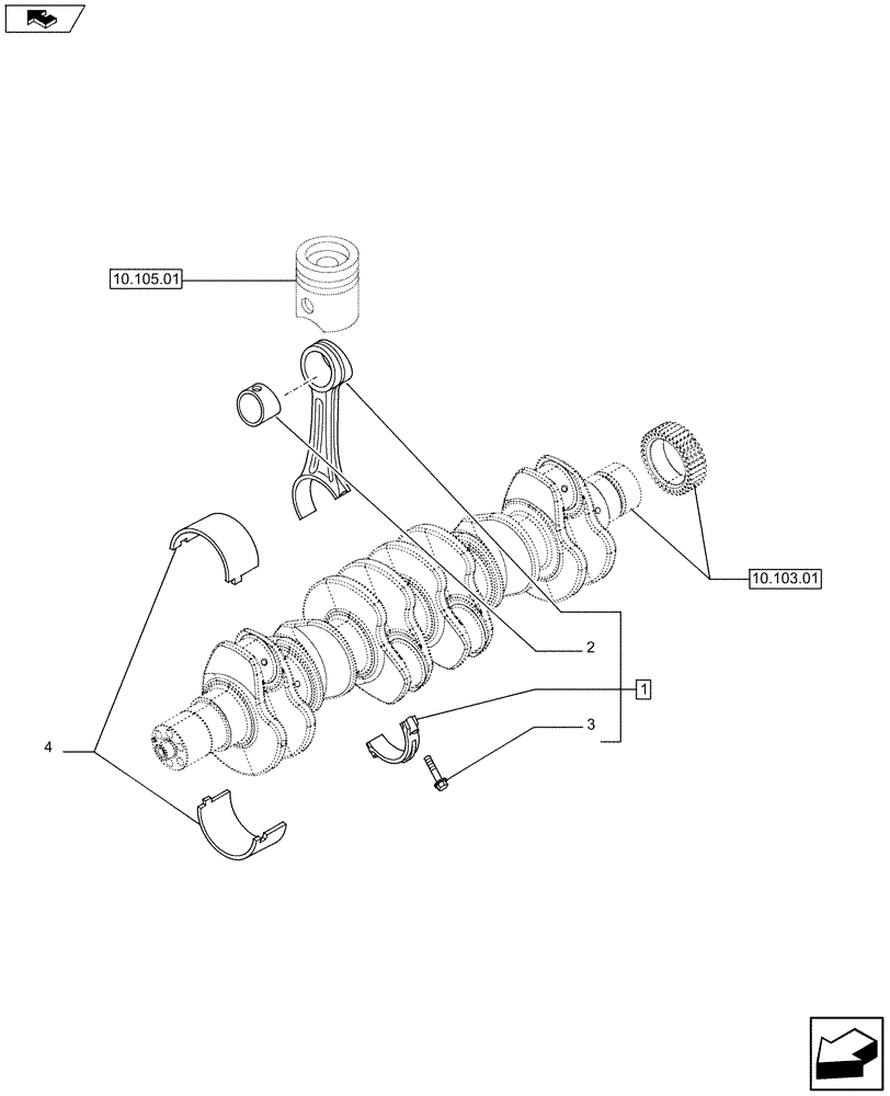 Схема запчастей Case F4HFE613T A004 - (10.105.02) - SHORT BLOCK - CONNECTING ROD (5801371818 - 84364070) (10) - ENGINE