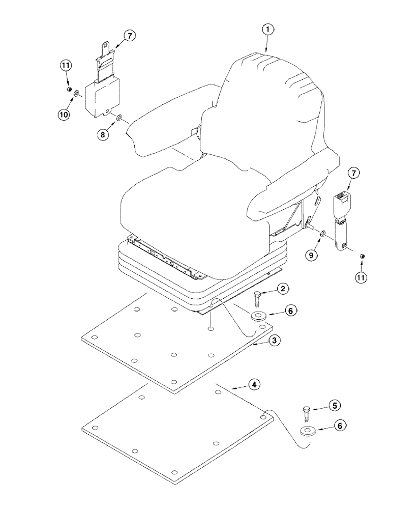 Схема запчастей Case 865 DHP - (9-110) - SEAT - MOUNTING (09) - CHASSIS