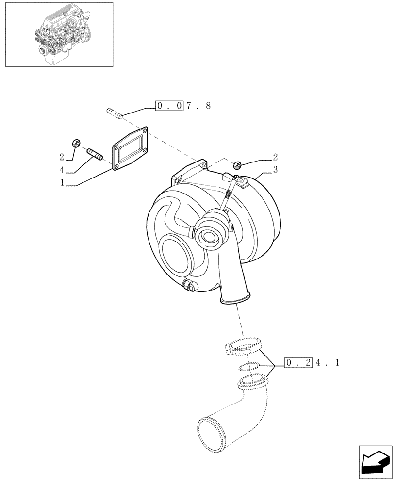 Схема запчастей Case F3AE0684D B001 - (0.24.0[01]) - TURBOCHARGER & RELATED PARTS (500335638) 