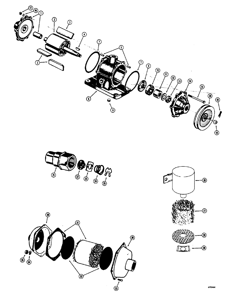 Схема запчастей Case W7 - (178) - HYDROVAC VACUUM PUMP, CHECK VALVE, A18529 AIR CLEANER, A18532 AIR FILTER (07) - BRAKES