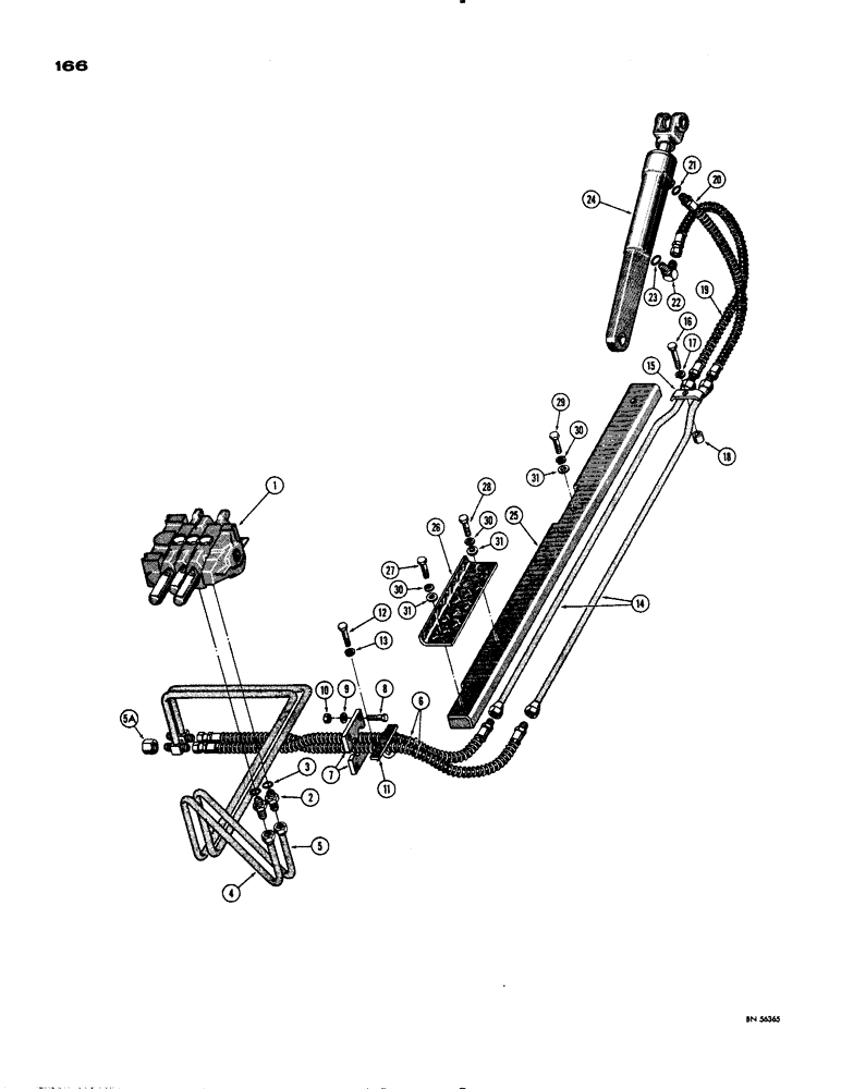 Схема запчастей Case 1150 - (166) - POWER TILT DOZER HYDRAULICS, POWER TILT HYDRAULICS (07) - HYDRAULIC SYSTEM