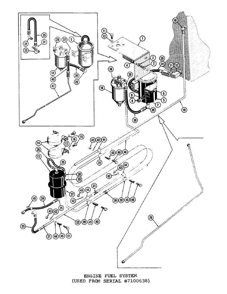 Схема запчастей Case 1000C - (056) - ENGINE FUEL SYSTEM, USED FROM SERIAL NUMBER 7100638 (02) - FUEL SYSTEM