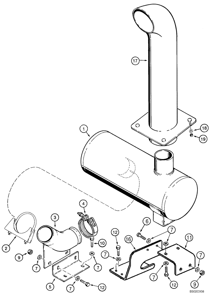 Схема запчастей Case 821C - (02-07) - MUFFLER - EXHAUST SYSTEM (Nov 12 2008 1:25PM) (02) - ENGINE