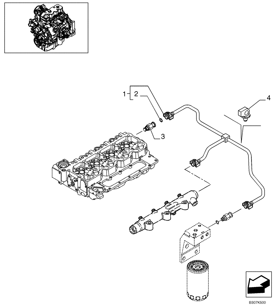 Схема запчастей Case 590SM - (03-11) - INJECTION EQUIPMENT - PIPING (03) - FUEL SYSTEM