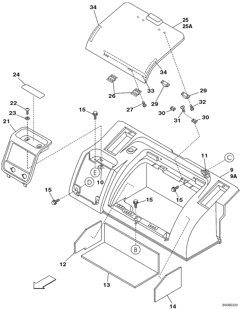 Схема запчастей Case CX290 - (09-16) - CONSOLE, CONTROL - OPERATORS COMPARTMENT (09) - CHASSIS