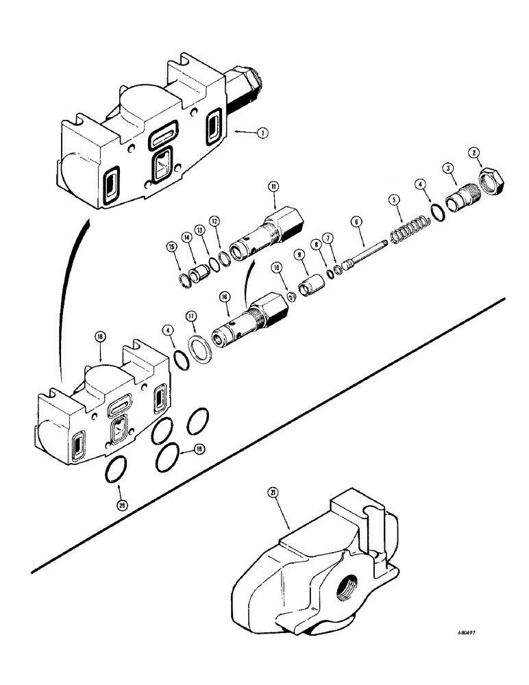 Схема запчастей Case 1000D - (324) - D32112 VALVE INLET SECTION, D32113 VALVE OUTLET SECTION (07) - HYDRAULIC SYSTEM