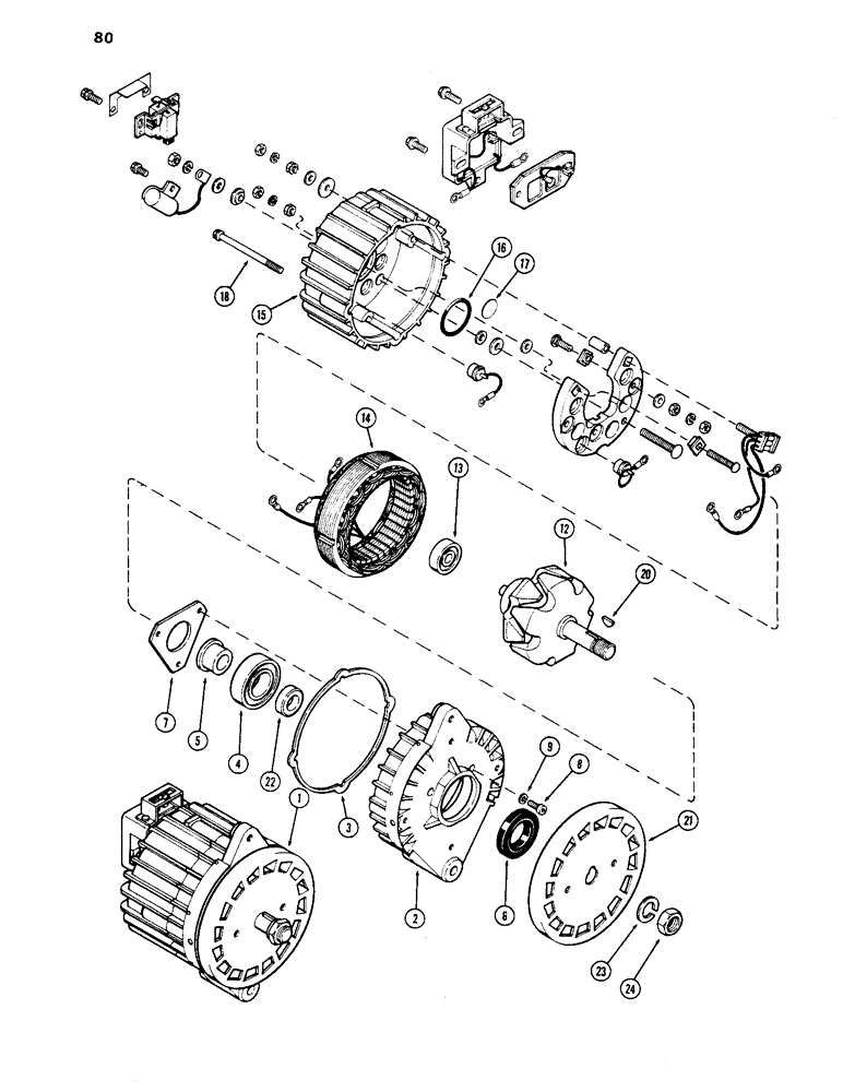 Схема запчастей Case 1450 - (080) - R36588 ALTERNATOR, MOTOROLA (04) - ELECTRICAL SYSTEMS