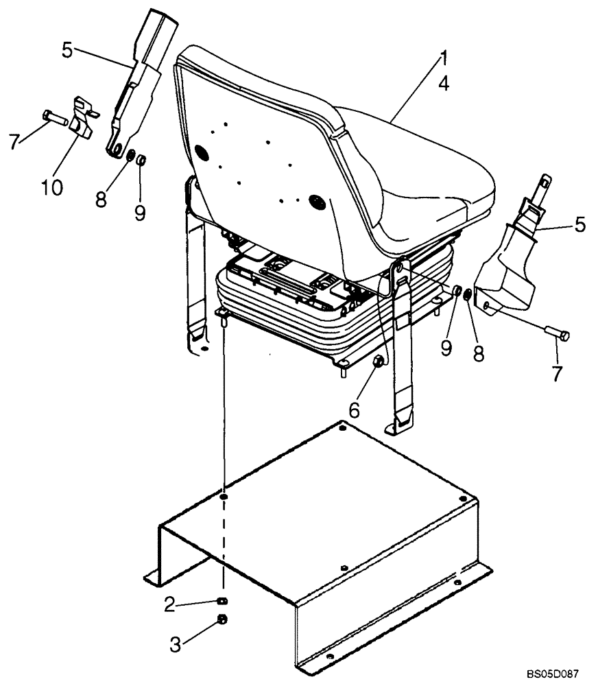 Схема запчастей Case 586G - (09-24) - SEAT, DELUXE - MOUNTING (MILSCO) (09) - CHASSIS