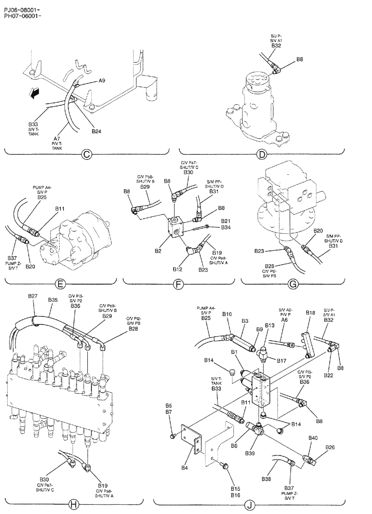 Схема запчастей Case CX50B - (01-045) - CONTROL LINES, REMOTE (NIBBLER & BREAKER) (PY62H00011F1 & PY64H00061F1) 2 OF 2 (05) - SUPERSTRUCTURE