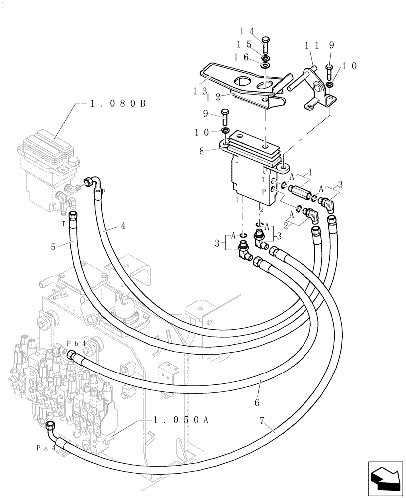 Схема запчастей Case CX31B - (1.080[02A]) - POWER STEERING CONTROL LINES (NIBBLER & BREAKER) (35) - HYDRAULIC SYSTEMS