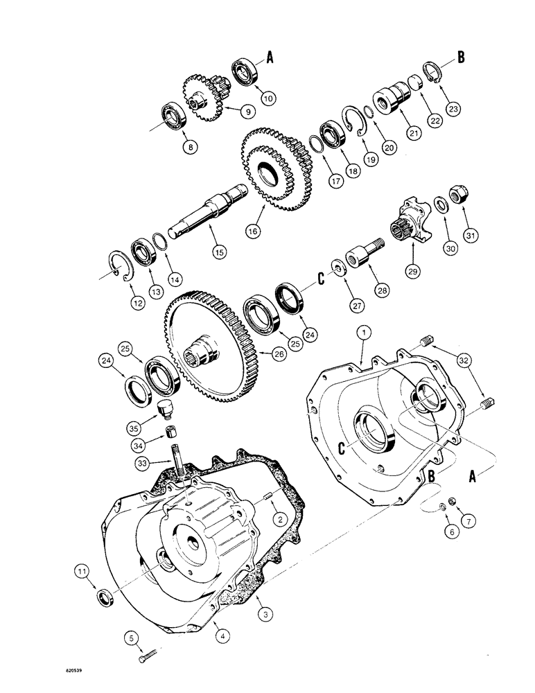 Схема запчастей Case W4 - (106) - H647503 TWO SPEED TRANSMISSION ASSEMBLY, USED ON TRACTOR SN 1166133 AND AFTER (06) - POWER TRAIN