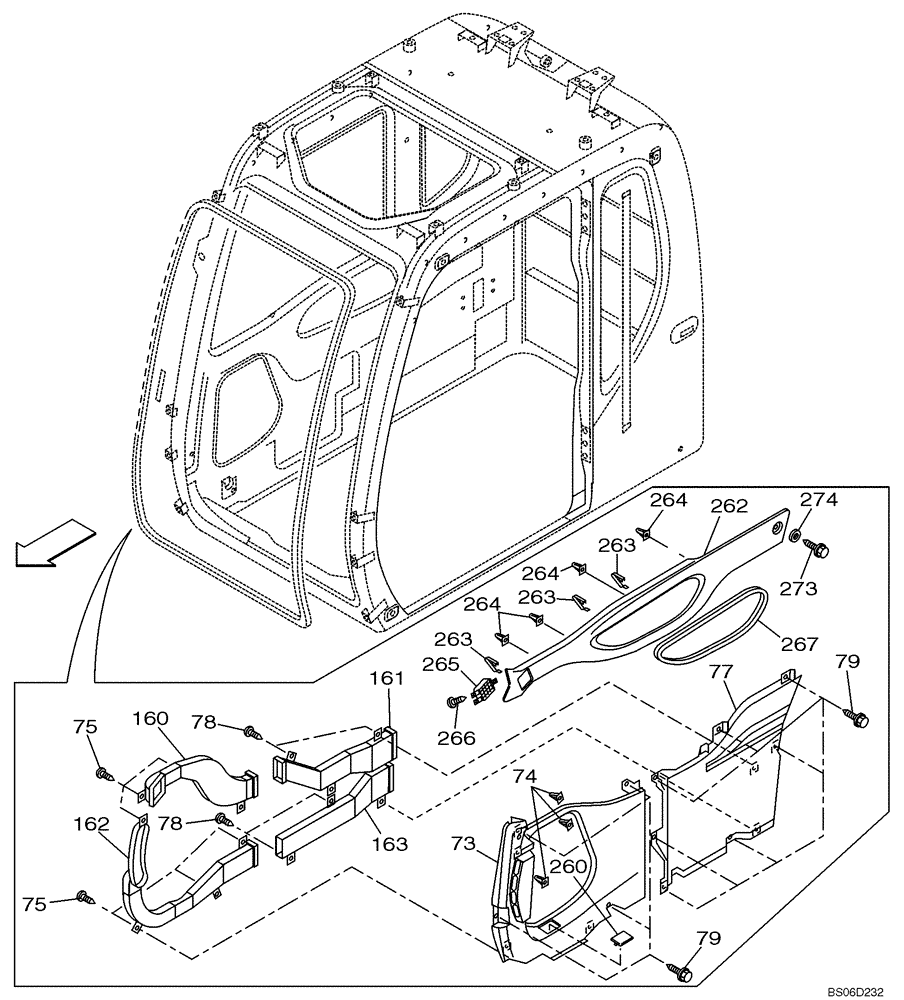 Схема запчастей Case CX210LR - (09-27A) - CAB - DUCTS AND TRIM (P.I.N. DAC0721962 -) (09) - CHASSIS