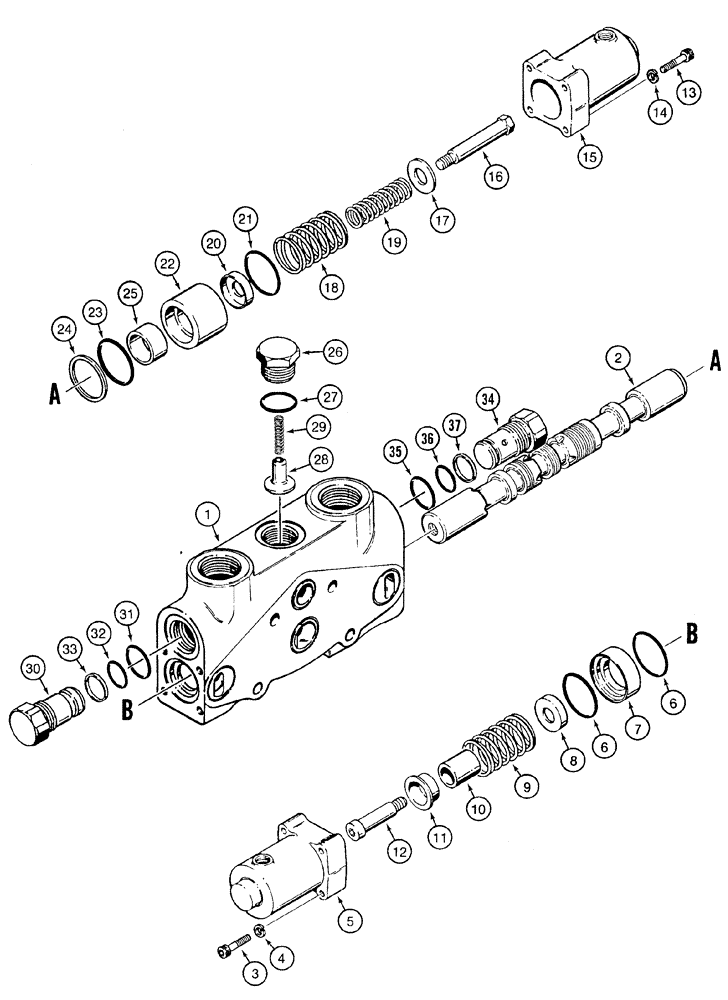 Схема запчастей Case 621C - (08-025) - VALVE SECTION LOADER LIFT (08) - HYDRAULICS