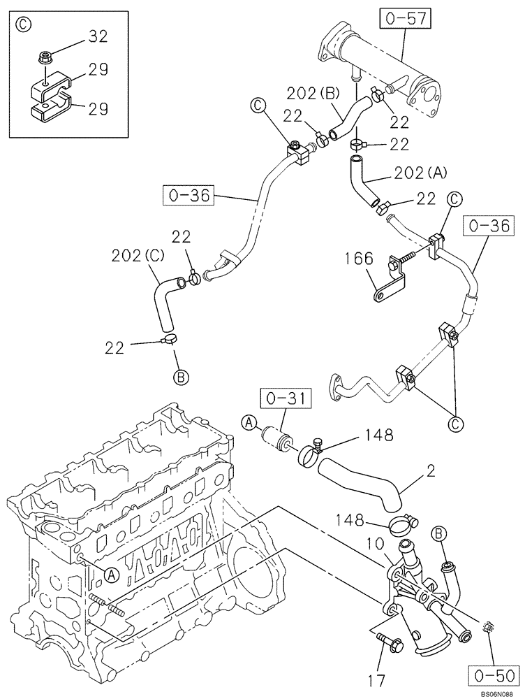 Схема запчастей Case CX240BLR - (02-24) - ENGINE WATER CIRCUIT (02) - ENGINE