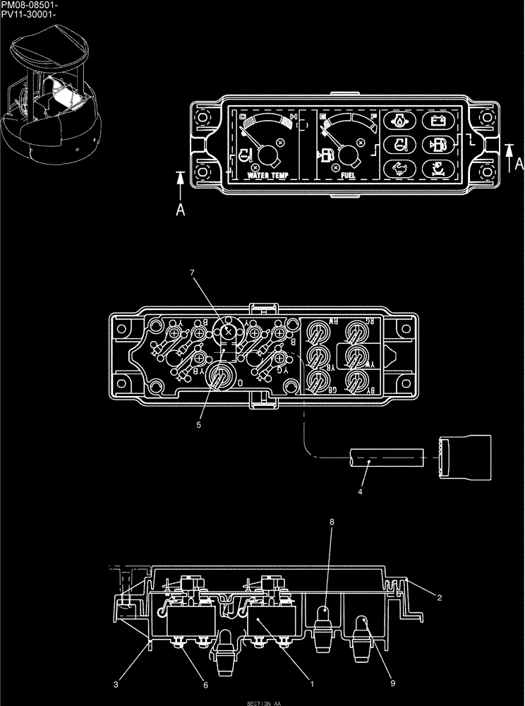 Схема запчастей Case CX27B - (01-070) - GUAGE ASSY, CLUSTER (55) - ELECTRICAL SYSTEMS