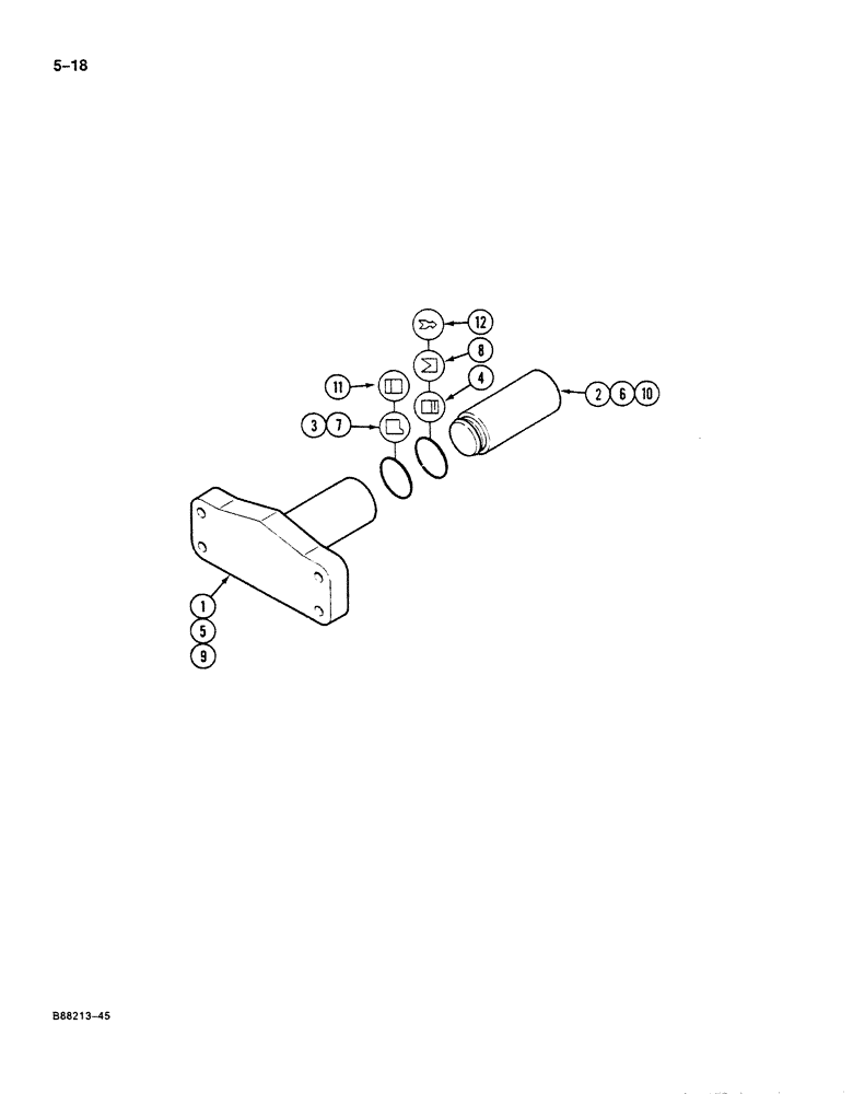 Схема запчастей Case 125B - (5-18) - TRACK ADJUSTMENT CYLINDER, P.I.N. 74430 THROUGH 74936 (11) - TRACKS/STEERING