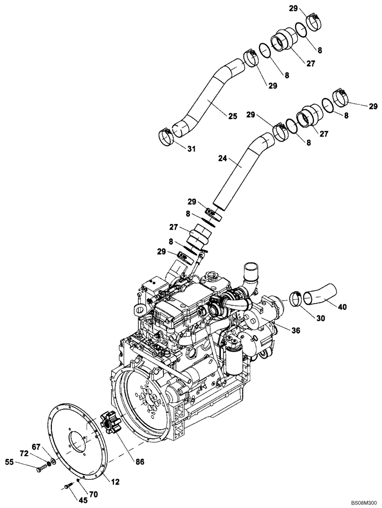 Схема запчастей Case SV216 - (10.254.01) - INTAKE AND EXHAUST, ENGINE MOUNTING (GROUP 106) (ND133165) (10) - ENGINE