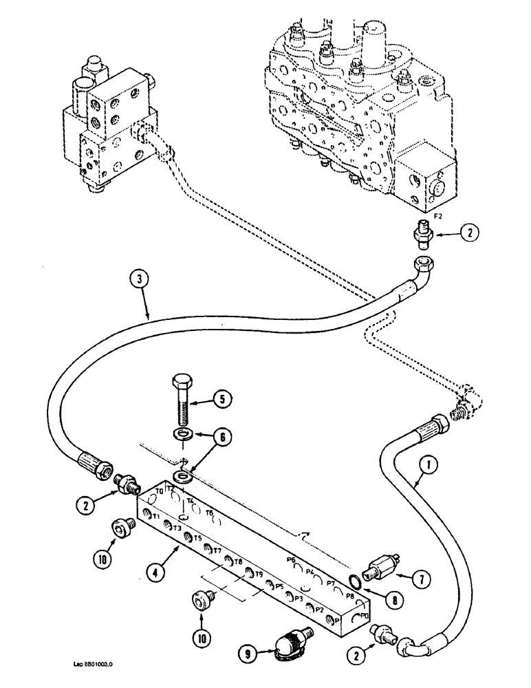 Схема запчастей Case 1088 - (8D-03A) - HYDRAULIC CONTROL CIRCUIT, AT MANIFOLD BLOCK, P.I.N. FROM 20242 & AFT., P.I.N. FROM 106940 & AFT. (08) - HYDRAULICS