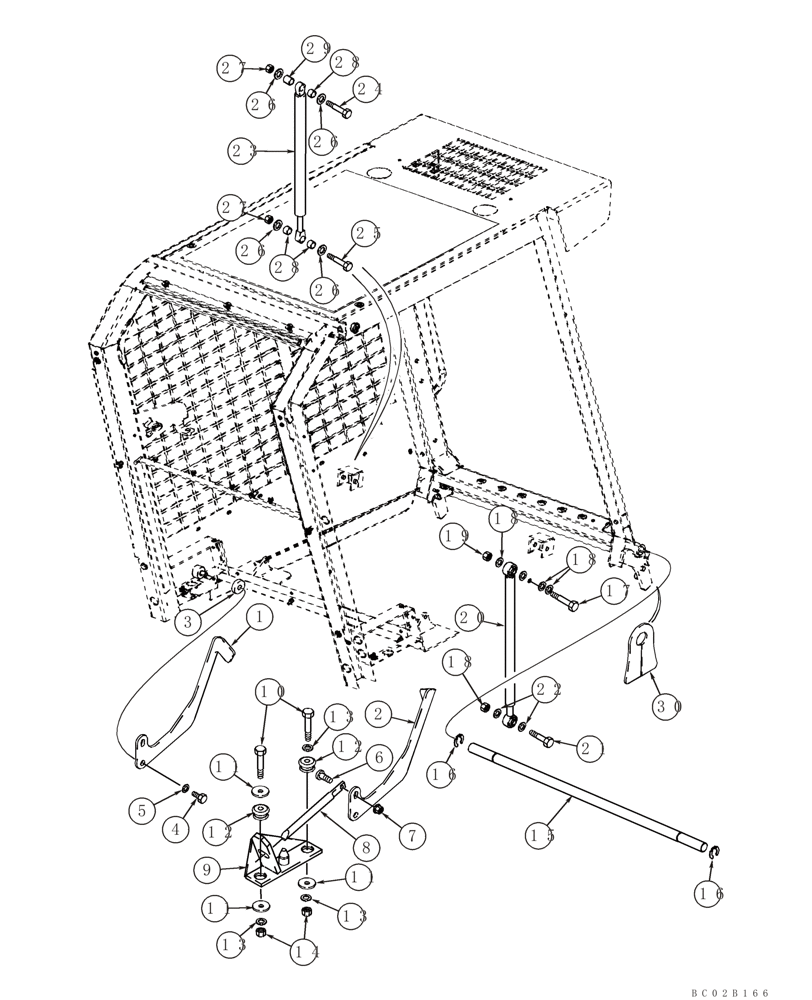 Схема запчастей Case 445CT - (09-25) - REAR LATCH AND PIVOT (09) - CHASSIS