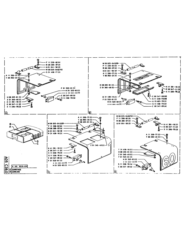 Схема запчастей Case 160CL - (010) - COWLING (05) - UPPERSTRUCTURE CHASSIS