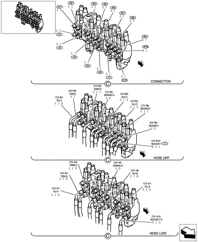 Схема запчастей Case CX31B - (100-01[2]) - PUMP/CONTROL VALVE PIPING (35) - HYDRAULIC SYSTEMS