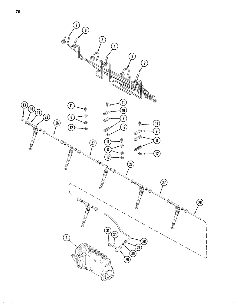 Схема запчастей Case 1280B - (070) - FUEL INJECTION SYSTEM, 504BDT DIESEL ENGINE (03) - FUEL SYSTEM