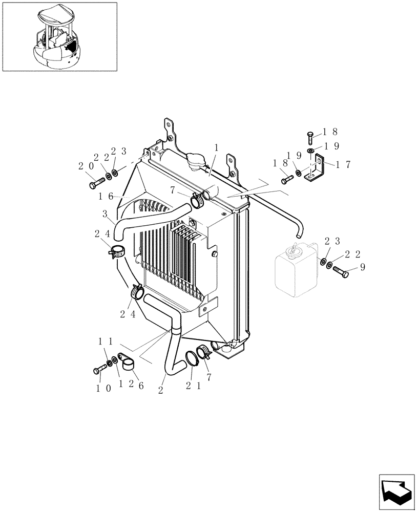 Схема запчастей Case CX20B - (0.003[02]) - RADIATOR (10) - ENGINE