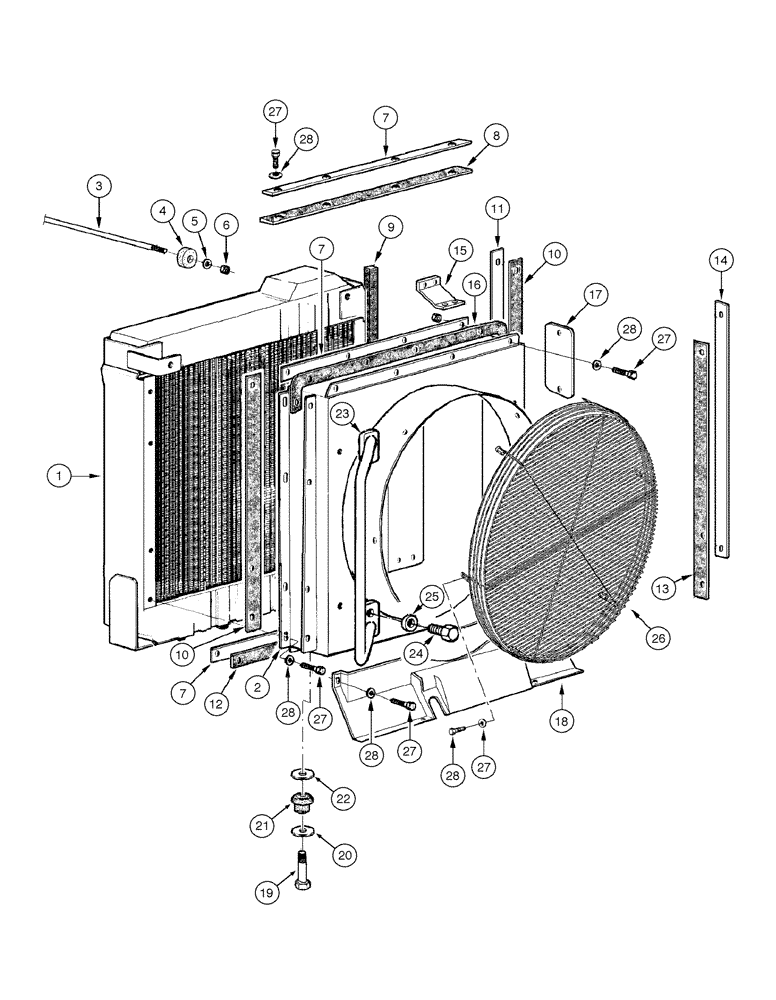 Схема запчастей Case 885 - (02-04[01]) - COOLING SYSTEM - RADIATOR - MOUNTING (02) - ENGINE