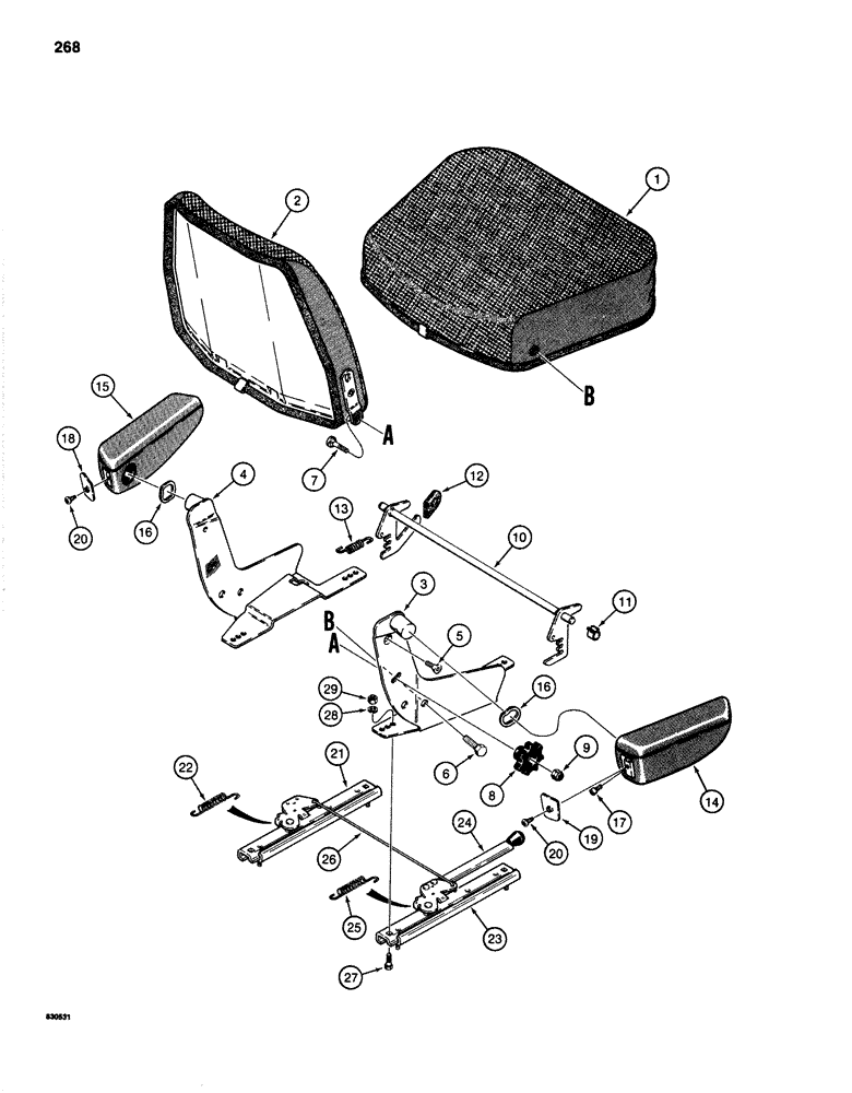 Схема запчастей Case 1280 - (268) - SEAT (05) - UPPERSTRUCTURE CHASSIS