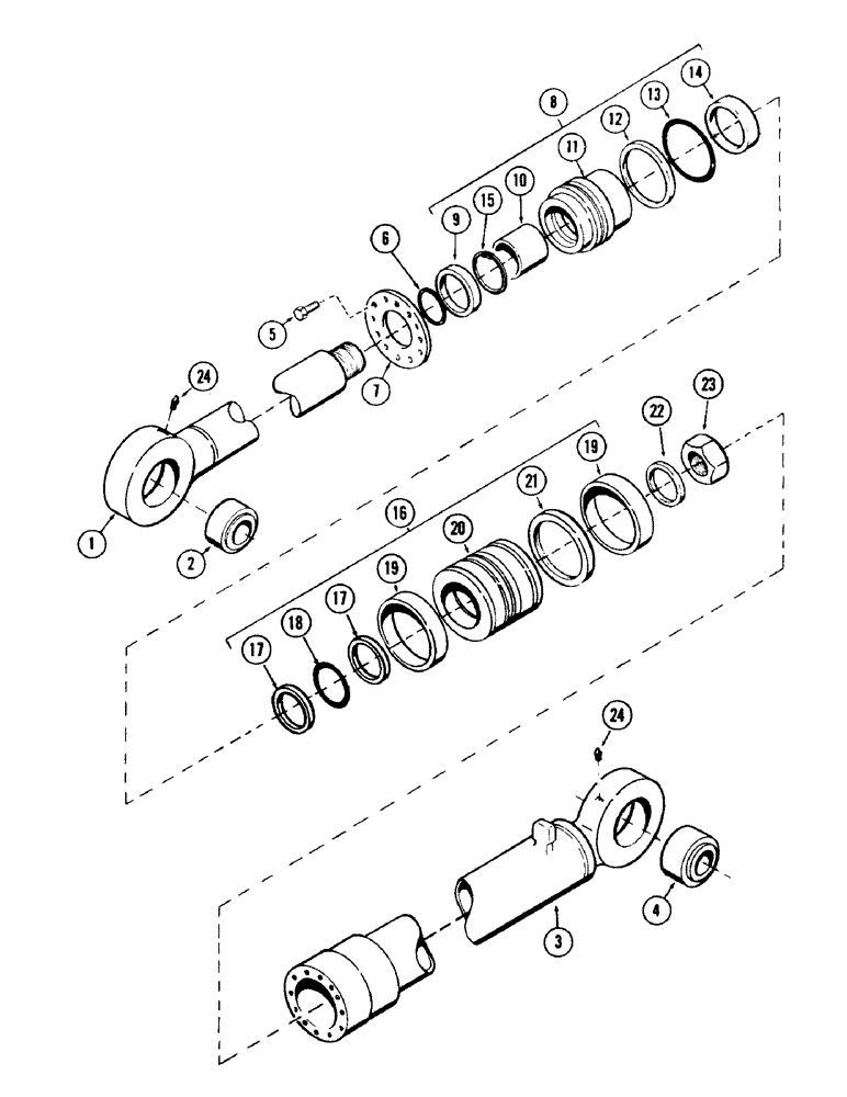 Схема запчастей Case 40 - (208) - CROWD CYLINDER, (6.50" ID X 47.5" STROKE), (USED WITH "Y" BOOM) (35) - HYDRAULIC SYSTEMS