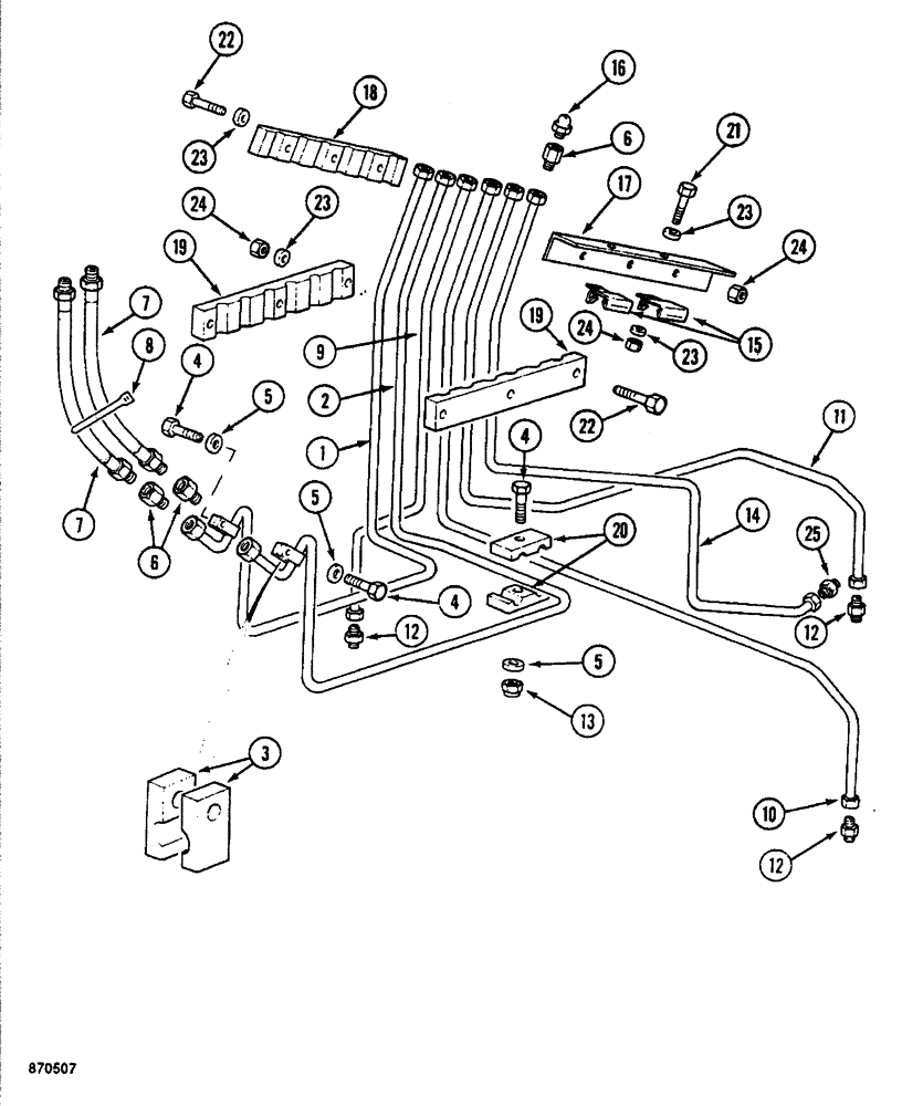 Схема запчастей Case 688 - (8-188) - LUBRICATION LINES (08) - HYDRAULICS