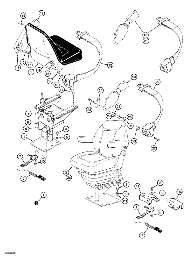 Схема запчастей Case 580SL - (9-102) - SEATS AND MOUNTING PARTS (09) - CHASSIS/ATTACHMENTS