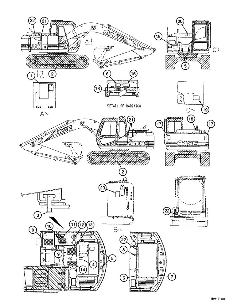 Схема запчастей Case 9010B - (9-120) - DECALS - FRENCH LANGUAGE, WARNING, DANGER AND MISCELLANEOUS (09) - CHASSIS