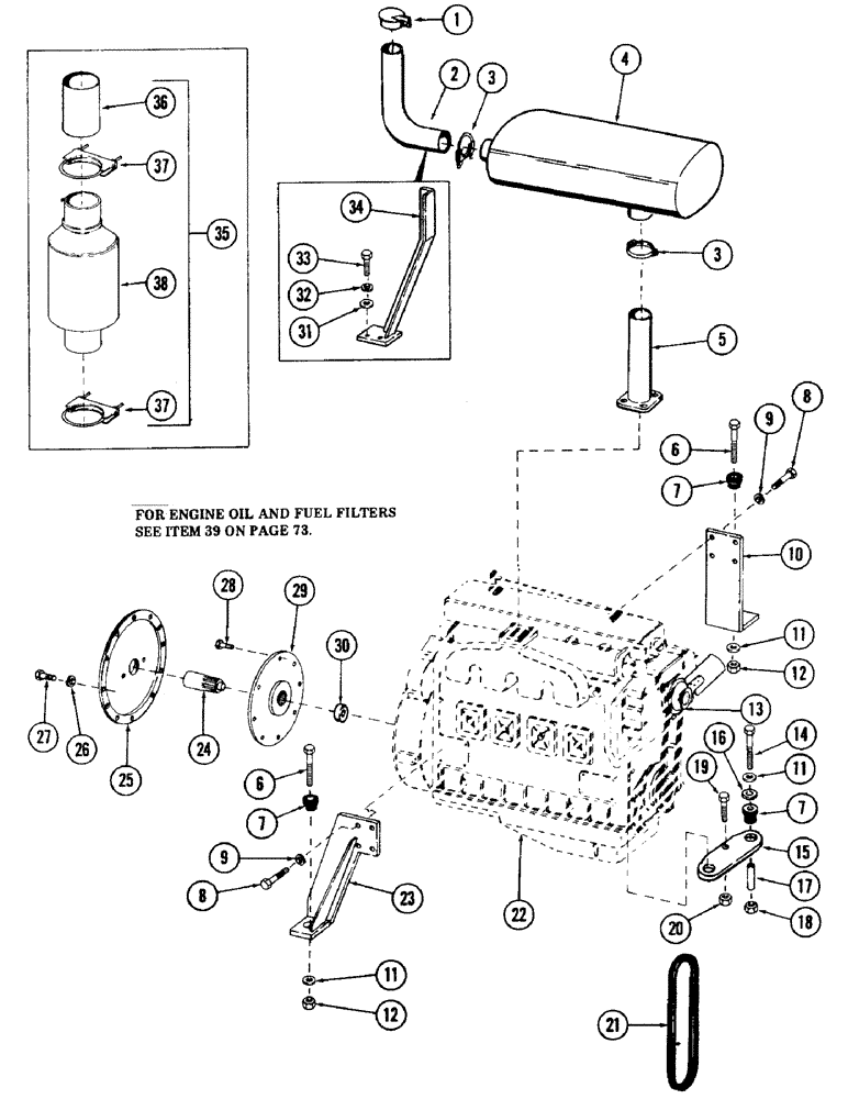 Схема запчастей Case 40 - (072) - ENGINE AND DROTT ATTACHING PARTS FOR: DETROIT DIESEL 4-71 ENGINE (10) - ENGINE