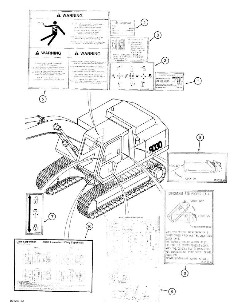 Схема запчастей Case 9030 - (9-64) - DECALS - ENGLISH LANGUAGE, OPERATORS COMPARTMENT (09) - CHASSIS