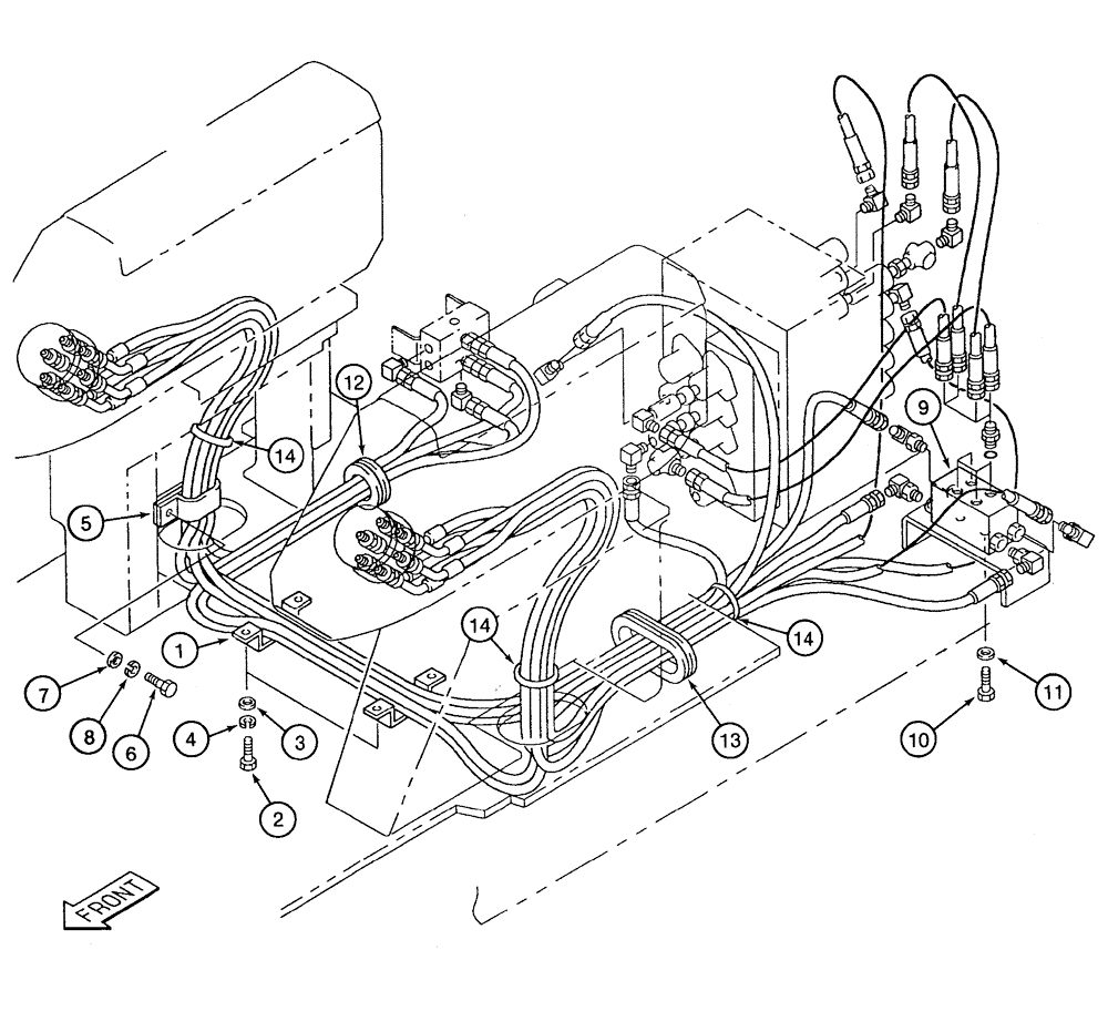 Схема запчастей Case 9020 - (8-026) - PILOT CONTROL COMPONENTS AND HOSE SUPPORTS (08) - HYDRAULICS