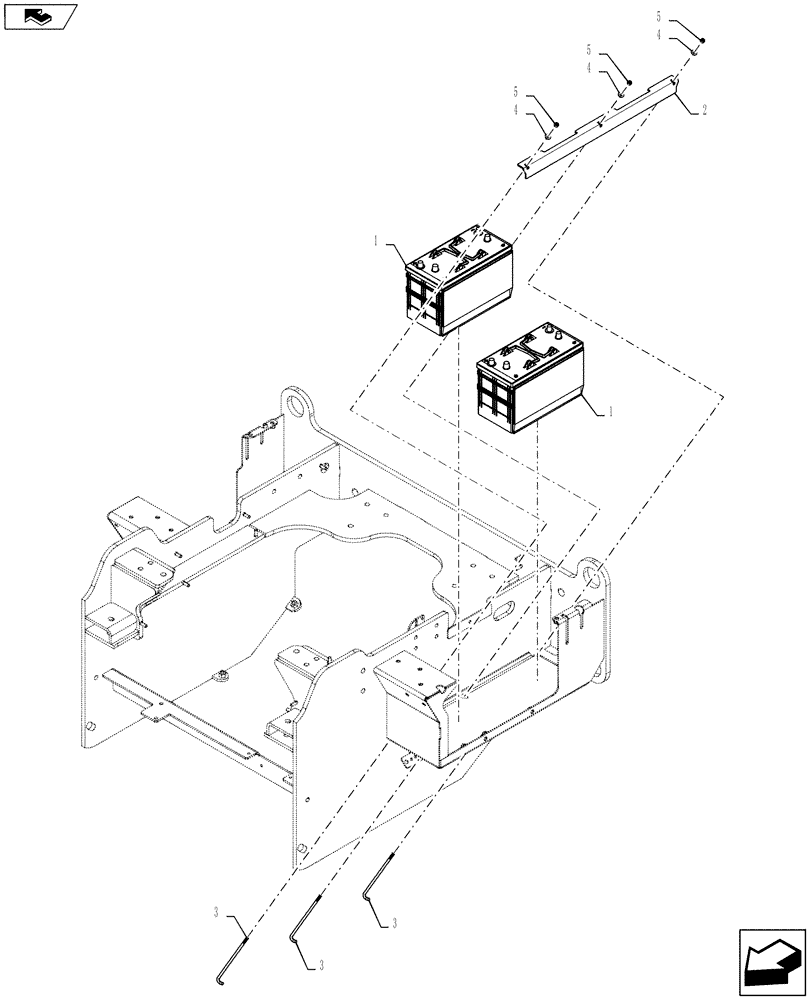 Схема запчастей Case 721F - (55.302.AG[01]) - BATTERY INSTALLATION, STANDARD (55) - ELECTRICAL SYSTEMS