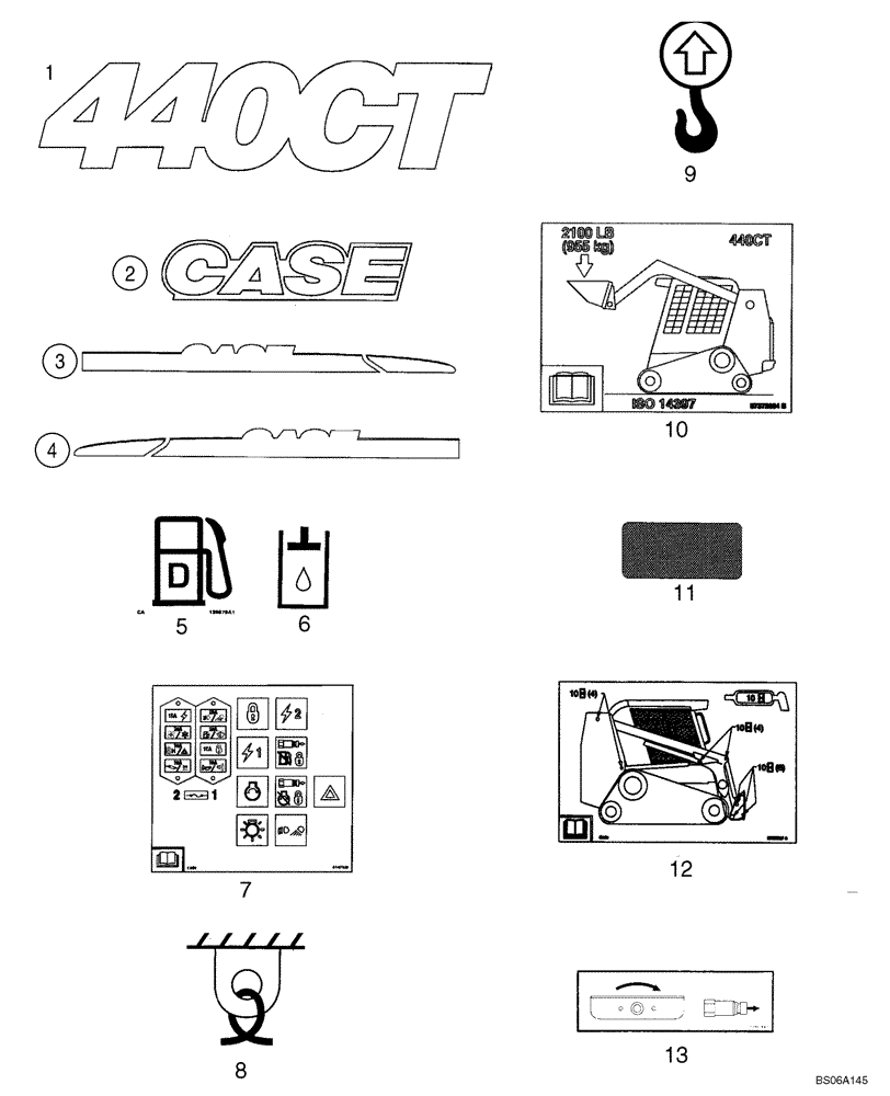 Схема запчастей Case 440CT - (09-43A) - DECALS (440CT) (09) - CHASSIS