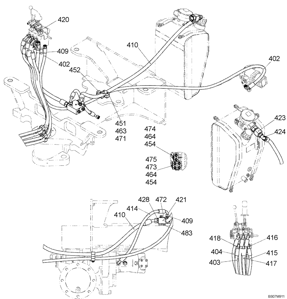 Схема запчастей Case 221D - (20.500[4552769000]) - HYDRAULIC SYSTEM WORK 1 OF 2 (35) - HYDRAULIC SYSTEMS